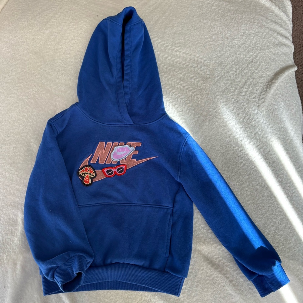 Nike Kids Vibrant Blue Hoodie with Fun Patches - Picture 2 of 4